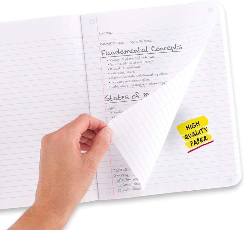 Five Star Composition Book + Study App, 4 Pack, College Ruled Paper, 7-1/2" x 9-3/4", 80 Sheets, Forest Green, Pacific Blue, Fire Red and Black (850065B-ECM) - Image 4